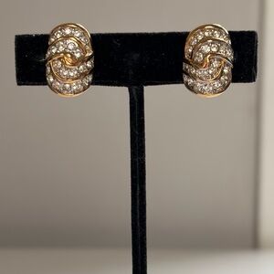 Nina Ricci Gold and Silver Crystal Earrings